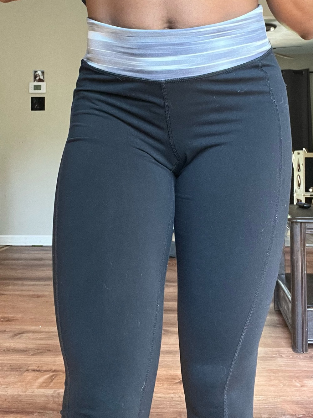Champion Black Active Leggings capri with Gray Y2K Waistband - Picture 3 of 7